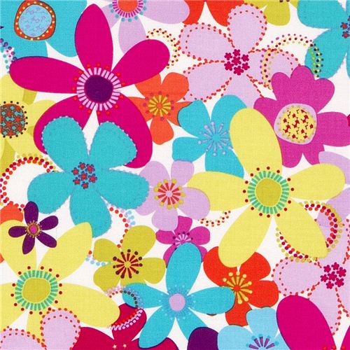 cute Michael Miller fabric with colourful flowers Fabric by Michael ...