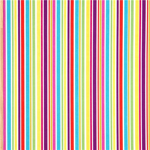 cute Michael Miller fabric with many colourful stripes Fabric by ...