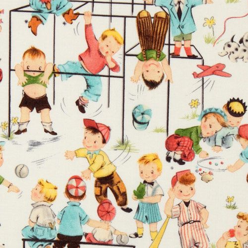 cute Michael Miller vintage fabric children playground 1