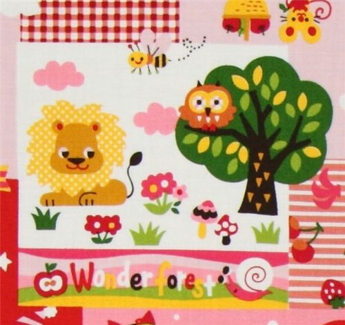 cute Monkey Kitty red Kokka Fabric from Japan kawaii 1