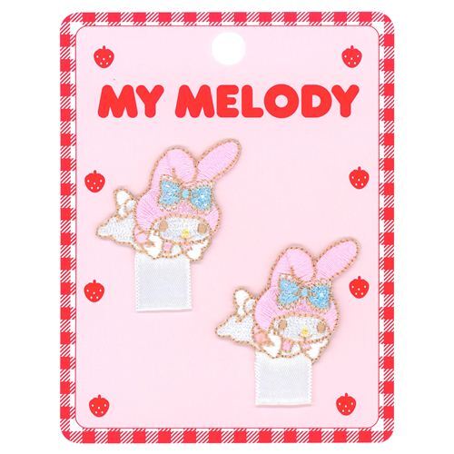 cute My Melody blue bow dots decoration iron-on transfer tag 2 pieces