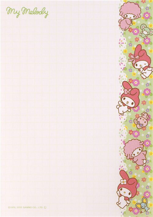 cute My Melody with plush bunny & flower bow Memo Pad - Memo Pads ...