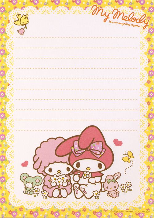 cute My Melody with plush bunny & flower bow Memo Pad - Memo Pads ...