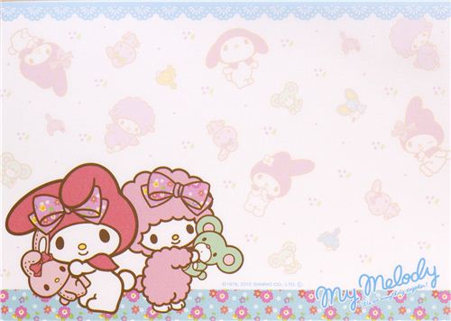 cute My Melody with plush bunny & flower bow Memo Pad - Memo Pads ...