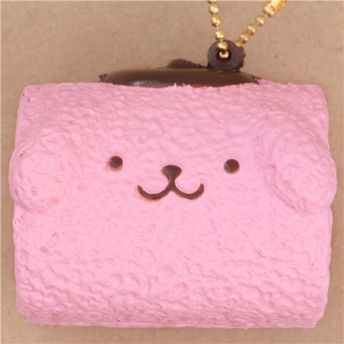 cute Pompompurin pink roll cake squishy for bag