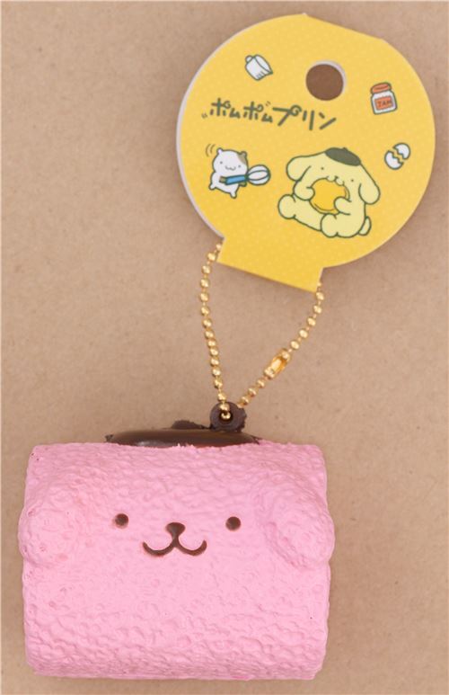 cute Pompompurin pink roll cake squishy for bag 3