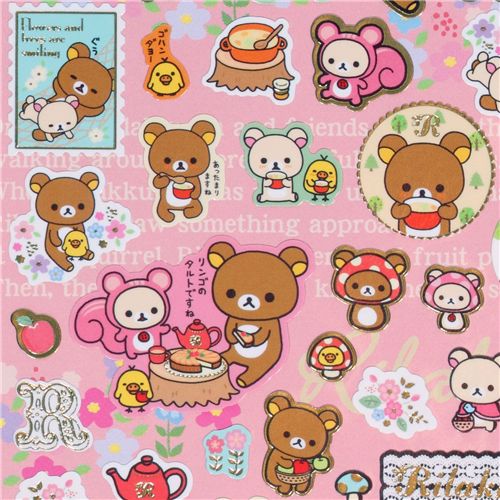 cute Rilakkuma bear sticker toadstool squirrel Sticker Sheets Sticker Stationery Kawaii
