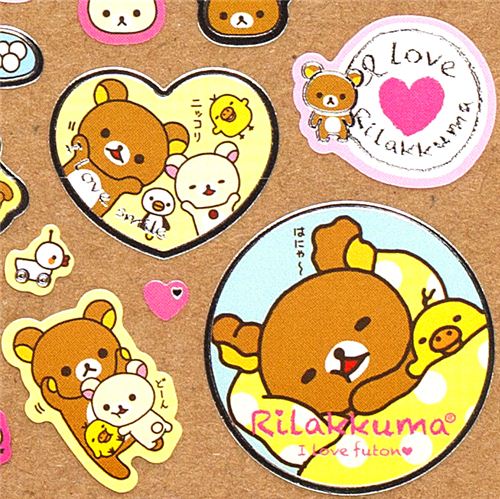 cute Rilakkuma bear stickers with silver edge San-X - modeS4u