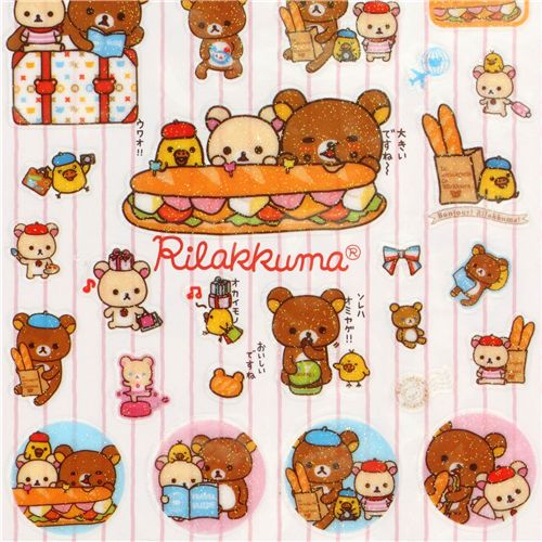 Cute Rilakkuma Glitter Sticker San-x In Paris Bonjour - Sticker Sheets 