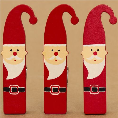 Juego 3 Pinzas Sujetapapeles Navidad Santa Claus De Japon