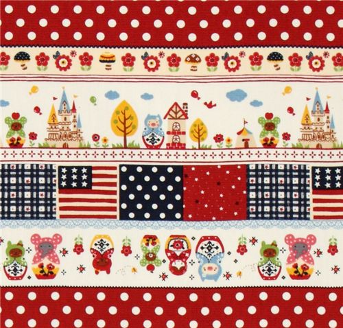 cute animals matryoshka Kokka oxford cloth fabric Japan 2