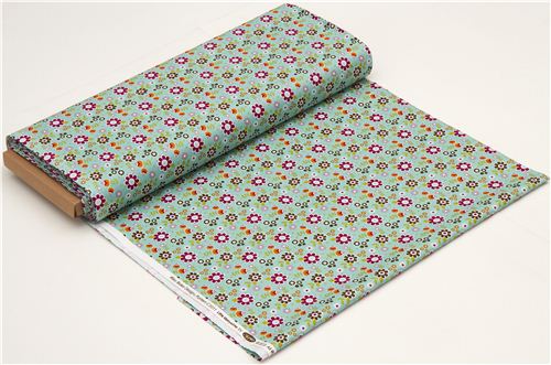 cute aqua Riley Blake flower fabric USA 3