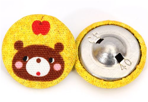 cute bear Kokka fabric button yellow glitter button 2
