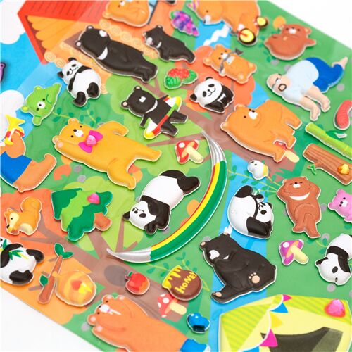 adesivi spugnosi orsi panda animali bambù dal Giappone 2