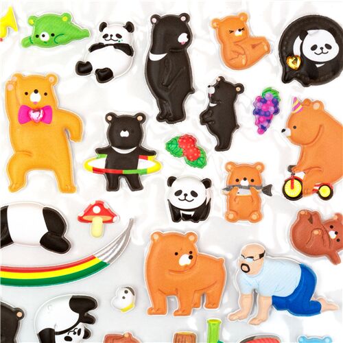 adesivi spugnosi orsi panda animali bambù dal Giappone 4