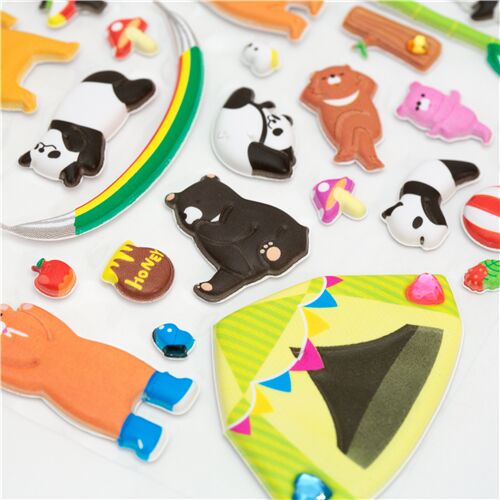 adesivi spugnosi orsi panda animali bambù dal Giappone 5