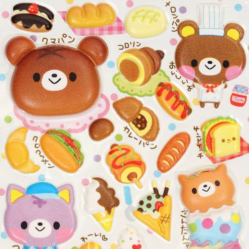 cute big puffy 3D sticker bears food modeS4u