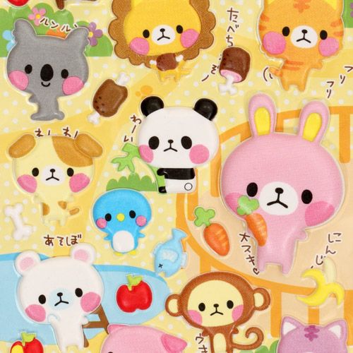 cute big puffy sticker kawaii animals - Sticker Sheets - Sticker ...