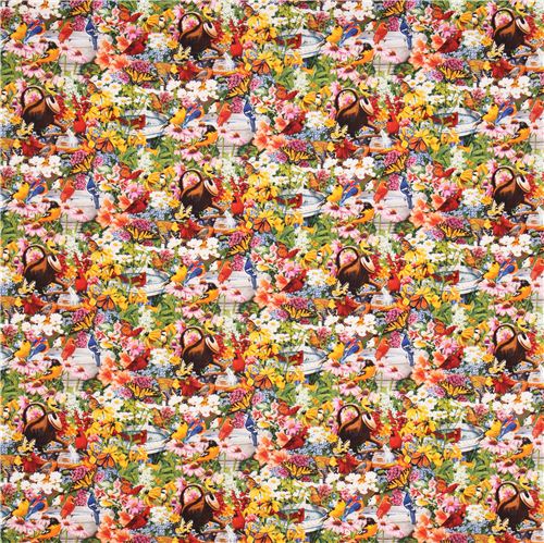 cute bird bath bird flower fabric Art Licensing 4