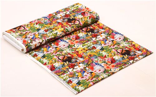 cute bird bath bird flower fabric Art Licensing  6