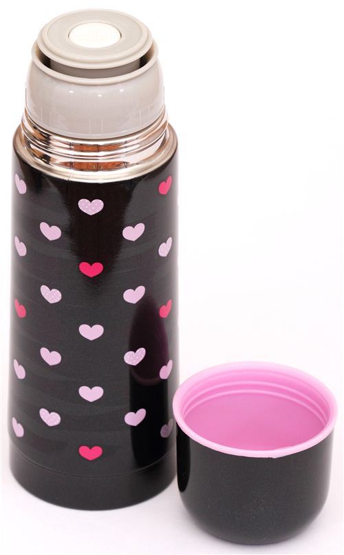 cute black hearts thermo bottle from Japan CupsMugs Bento Boxes