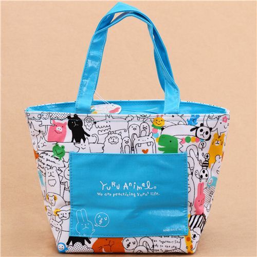 cute blue and white panda bear party animals lunch bag from Japan - modeS4u