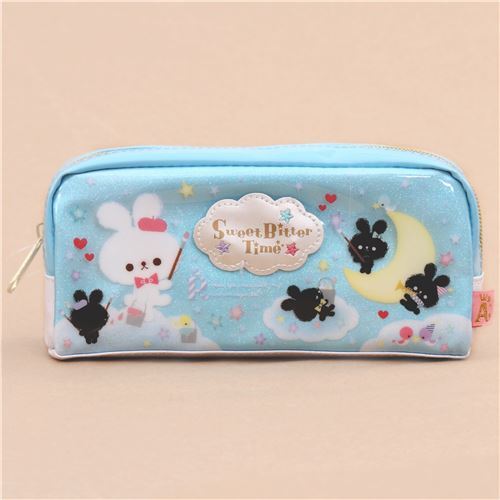 cute blue bunny star glitter pencil case from Japan modeS4u