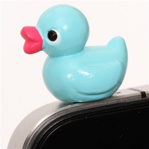 cute blue duck mobile phone plugy earphone jack accessory modeS4u