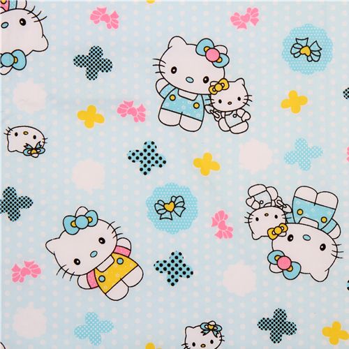 cute blue fabric with Hello Kitty as a mum with baby - Hello Kitty ...