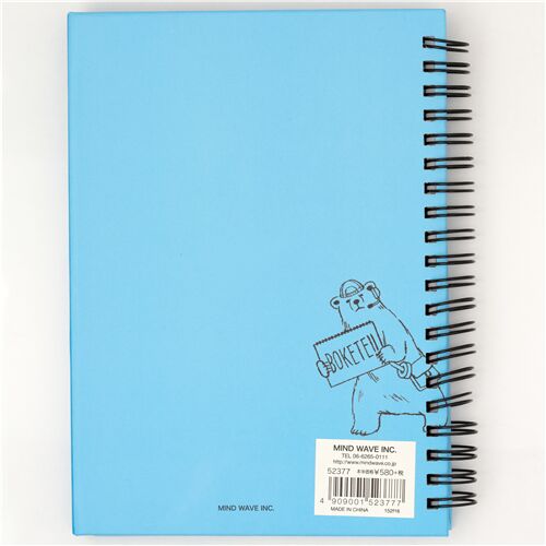 cute blue funny bear film crew animal ring binder notebook Japan - modeS4u