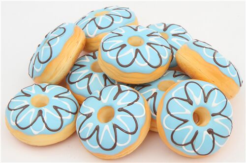 cute blue white brown icing donut bun squishy 5