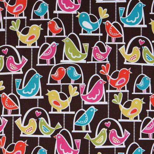 cute brown Michael Miller fabric colourful Bird Swing 2