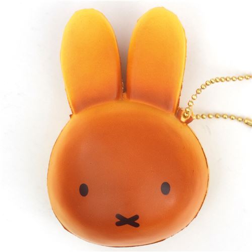 cute brown Miffy bunny rabbit bread bun squishy for bag backpack - modeS4u