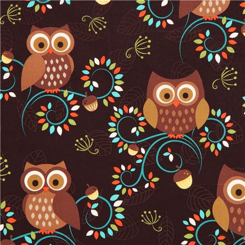 cute brown owl fabric Michael Miller from the USA 1