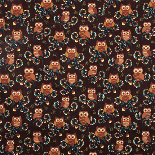 cute brown owl fabric Michael Miller from the USA 2
