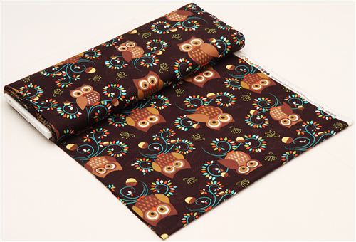 cute brown owl fabric Michael Miller from the USA 3