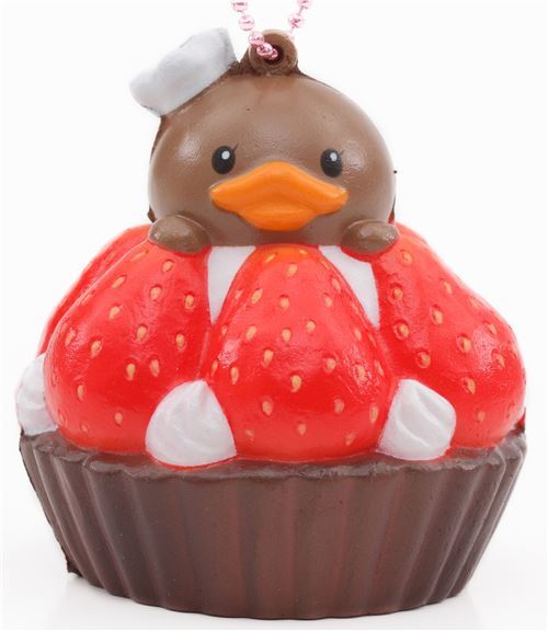 Ser braunes Erdbeertrtchen Squishy Anhnger Handy Sammy the Patissier