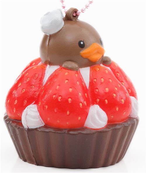 Ser braunes Erdbeertrtchen Squishy Anhnger Handy Sammy the Patissier 2