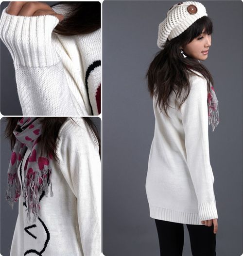 cute bunny knit-sweater Love Bunny white Japan kawaii - Sweaters/Hoodies - Clothes - Kawaii Shop 