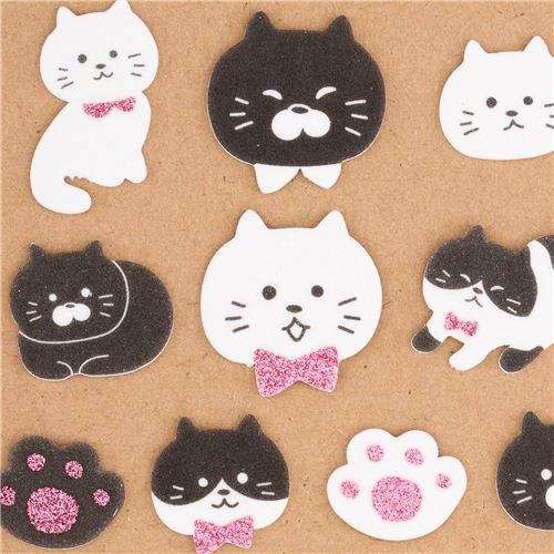 cute cat animal glitter 3D foam sticker by QLia Japan Animal Stickers Sticker Stationery