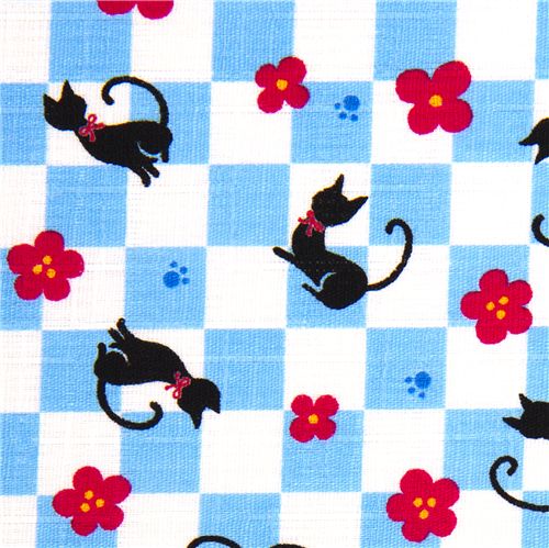 süßer karierter Kätzchen Stoff Blumen aus Japan 1