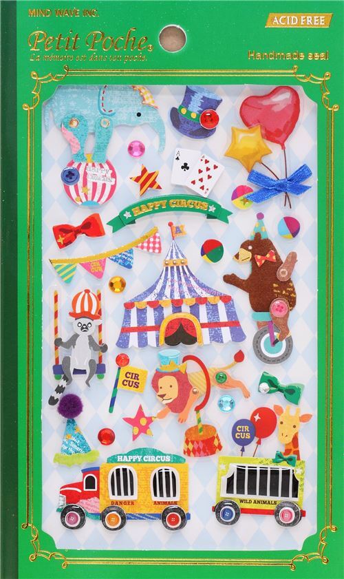 cute circus animal pop out stickers from Japan modeS4u