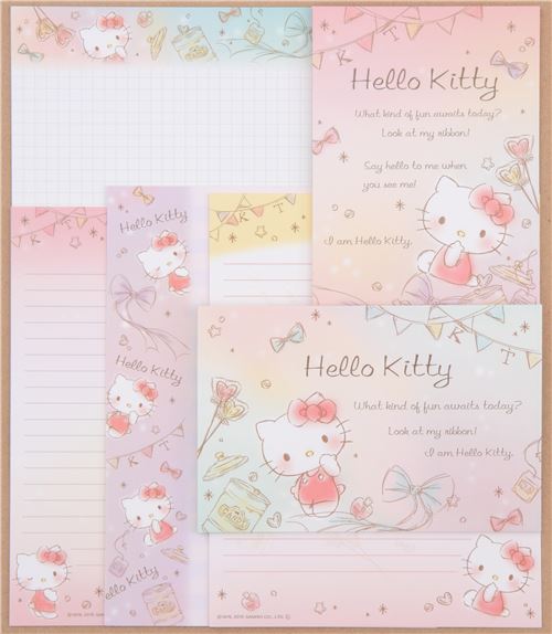 cute colorful Hello Kitty cat candy jar bow Letter Set from Japan