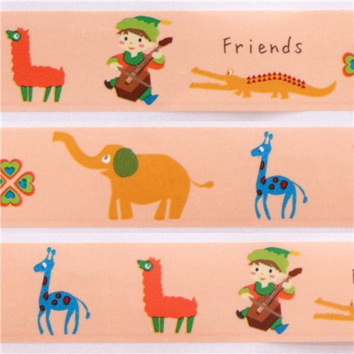 cute colorful animal train paper deco tape set - modeS4u