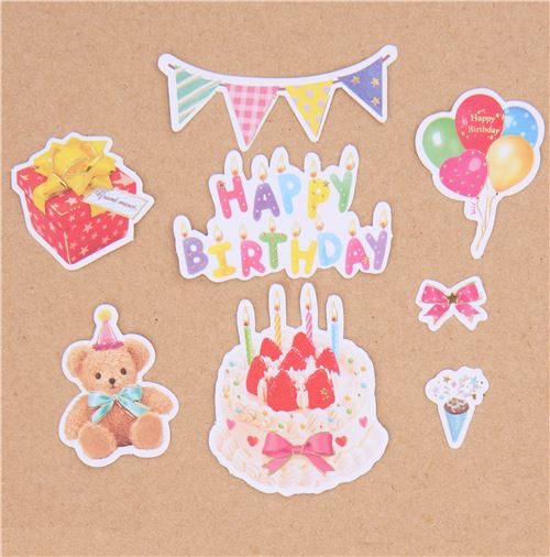 Sachet D Autocollants Gateaux D Anniversaire Multicolores Ours Cadeaux Modes4u