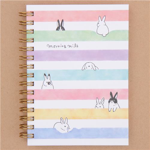 cute colorful stripe bunny rabbit binder notebook Japan modeS4u