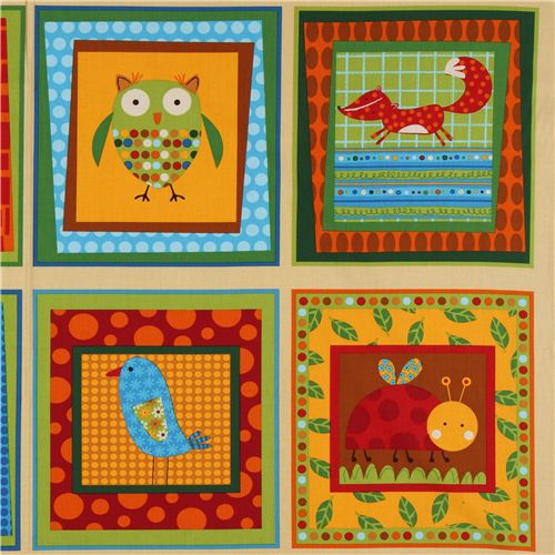 cute colourful animals squares fabric by Robert Kaufman 1