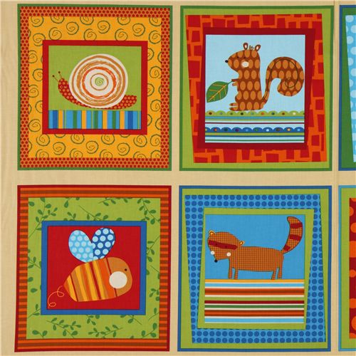 cute colourful animals squares fabric by Robert Kaufman 2