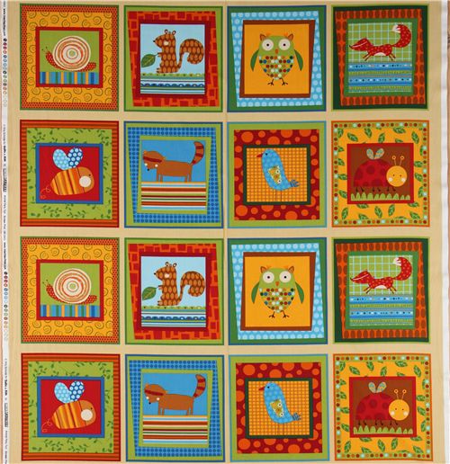 cute colourful animals squares fabric by Robert Kaufman 4