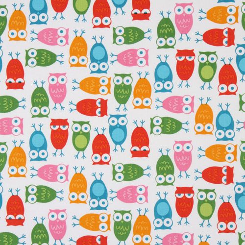 cute colourful owls fabric Robert Kaufman kawaii 2